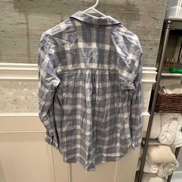 NWT new medium Anthropologie pilcro Hadley button down shirt blue plaid flannel - Picture 12 of 17